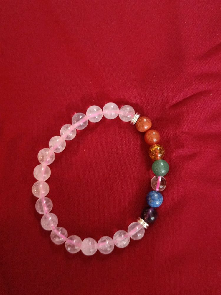 Rose Quartz With 7 Chakra Bracelet