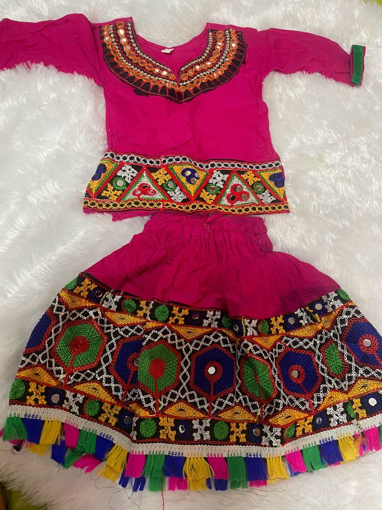 Beautiful Dark Pink Lehenga Choli For Baby Girl