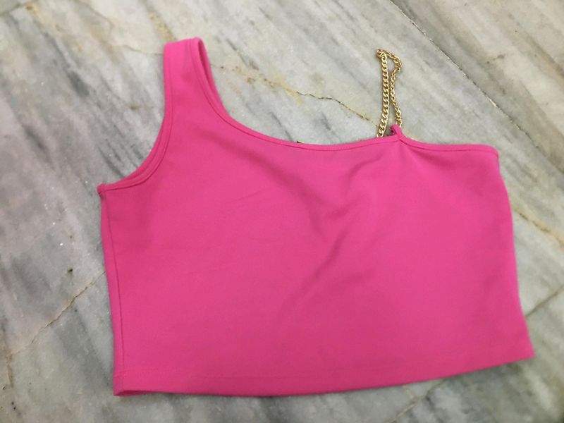 One Shoulder Pink Crop Top