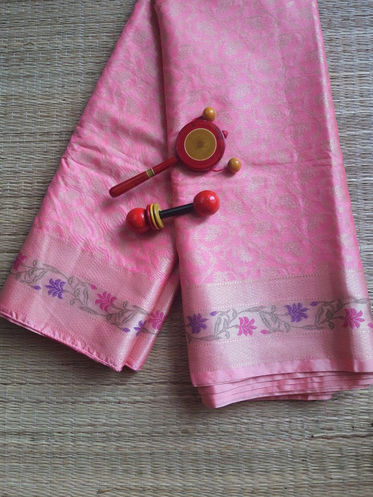 Pink Brocade Silk Saree