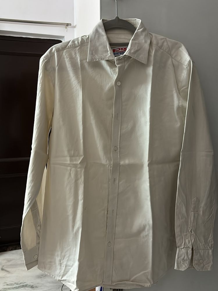 Cream Colored Blackberry Cotton Formal Shirt