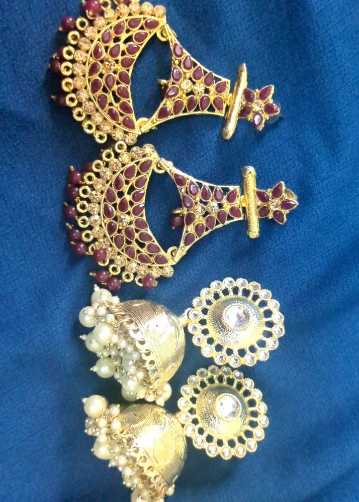 Set Of Big Golden Jhumkas & Danglers