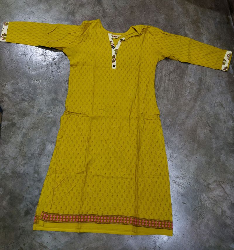 Yellow Kurti.  A Line Kurti.