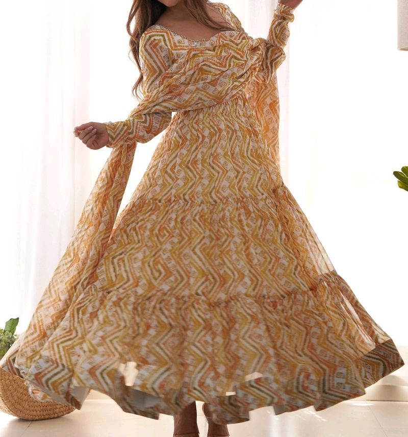 Beautiful Anarkali Gown with Pent & Dupatta
