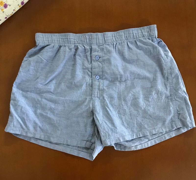 Soft Linen Night Shorts In Mauve Blue