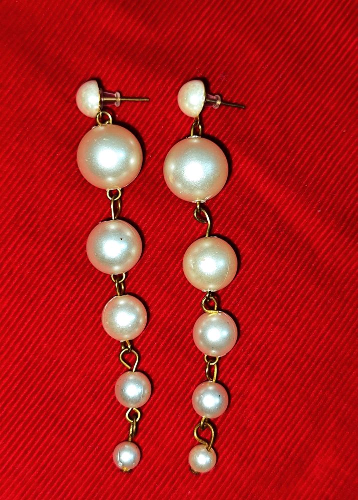 White Long Pearl Earings (western)