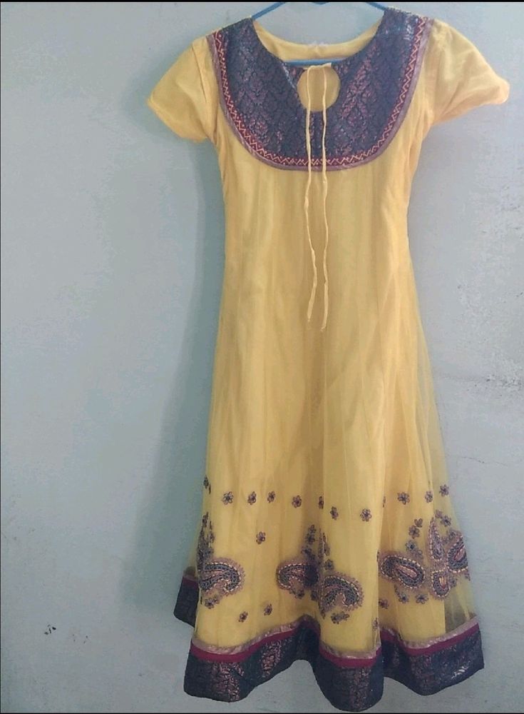 Haldi Frock Suit With Dupatta