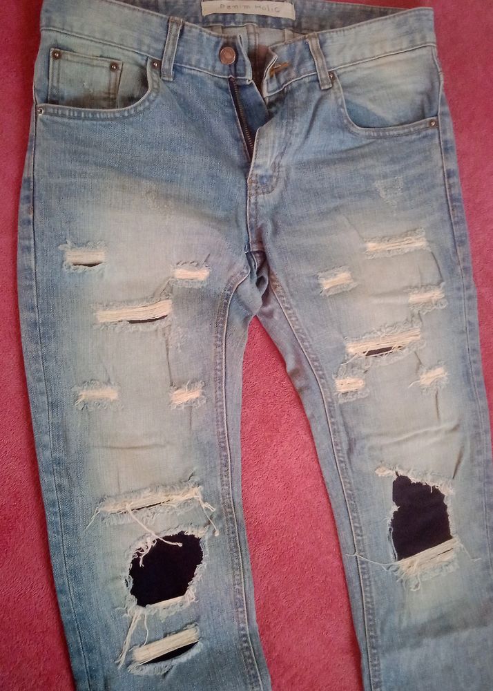 Rough Biker Torn Jeans