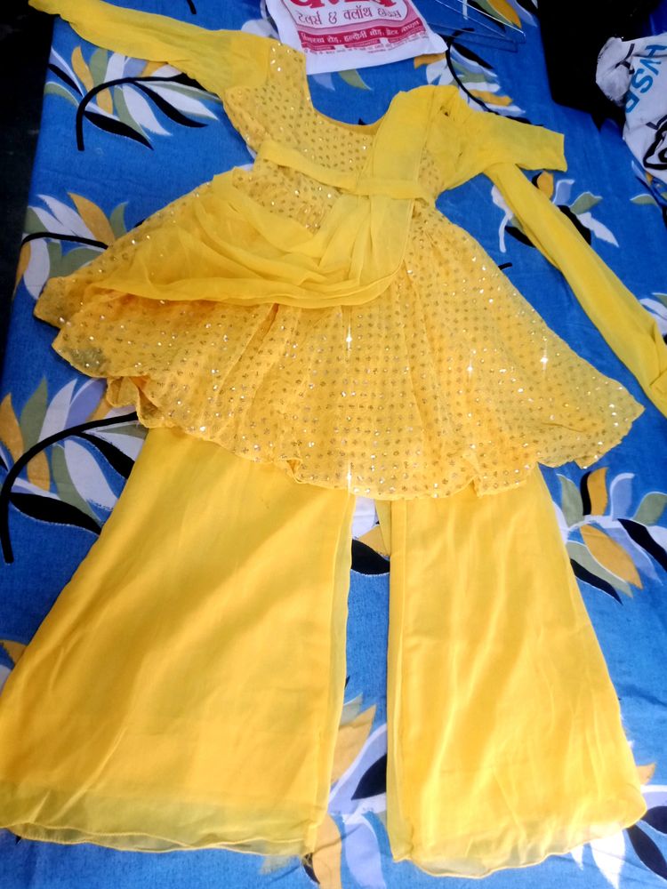 Yellow 💛 Haldi Dress For Girls