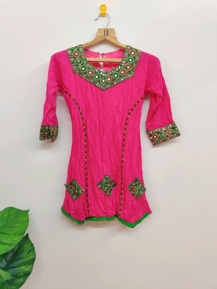 Pink & Green Kurta Set