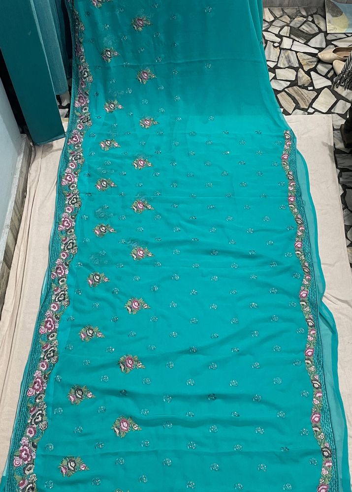 Embroidered Georgette Saree