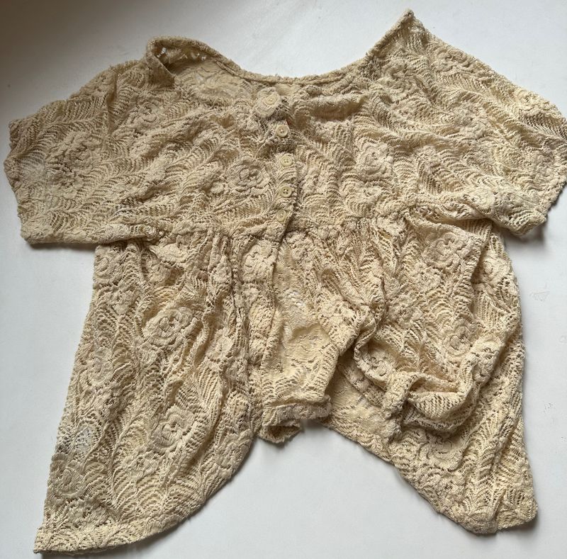 Lace Beige Thrifted Top