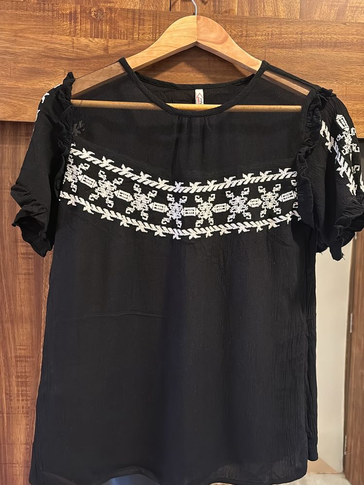 Black Beauty Embroidered Top