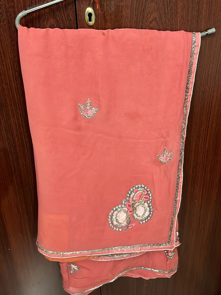 Pink Saree With Blouse