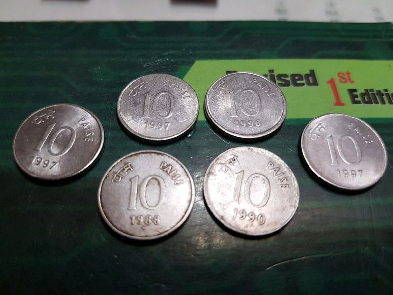 Very Antique 10 Paisa Coins Set Of 6