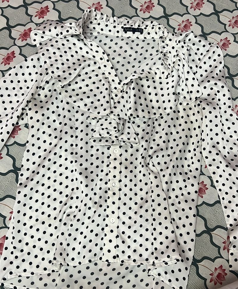 Flounce Polka Dot Top