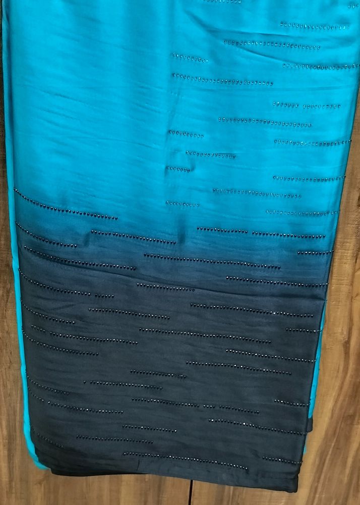 Blue And Black Colour Party Wear Saree