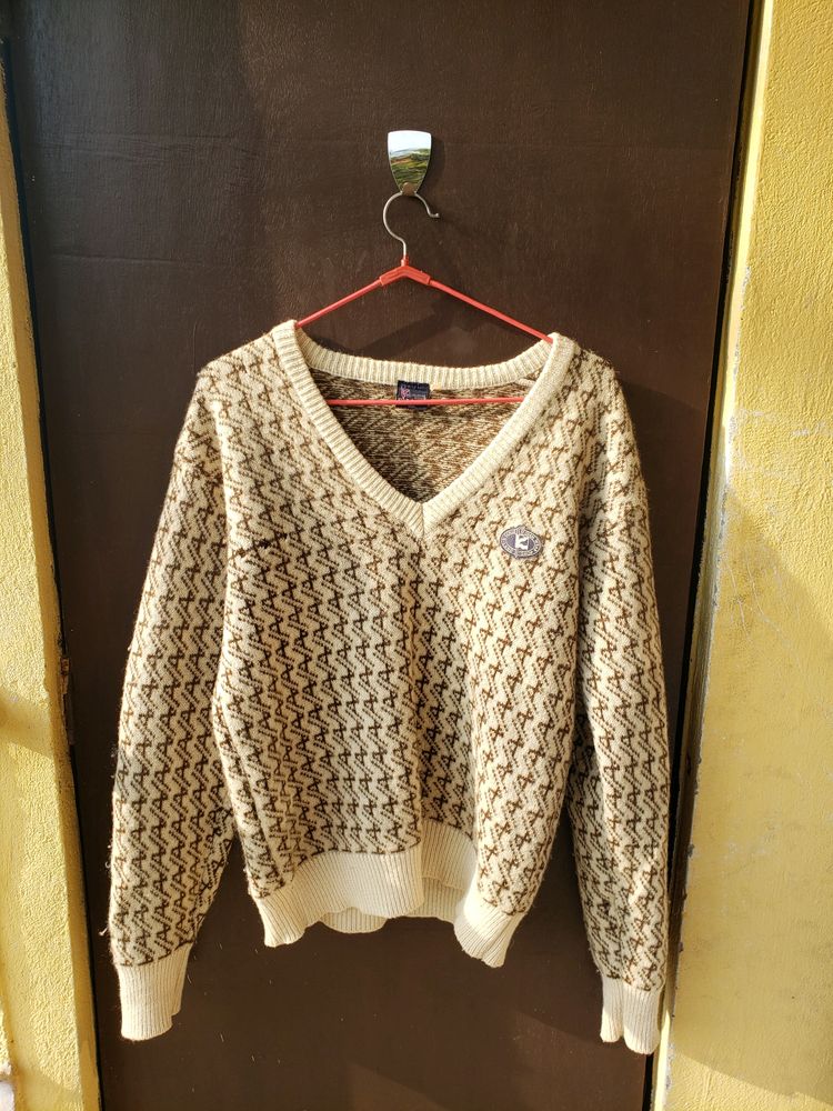 Beige V Neck Sweater