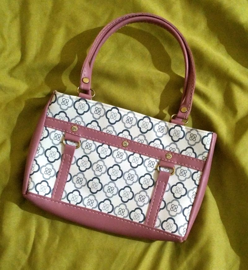 Pink And White Handbag