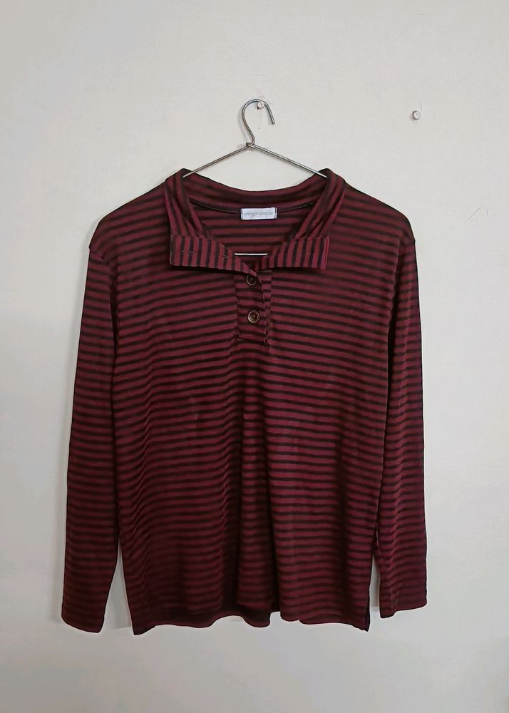 Red Black Striped T Shirt