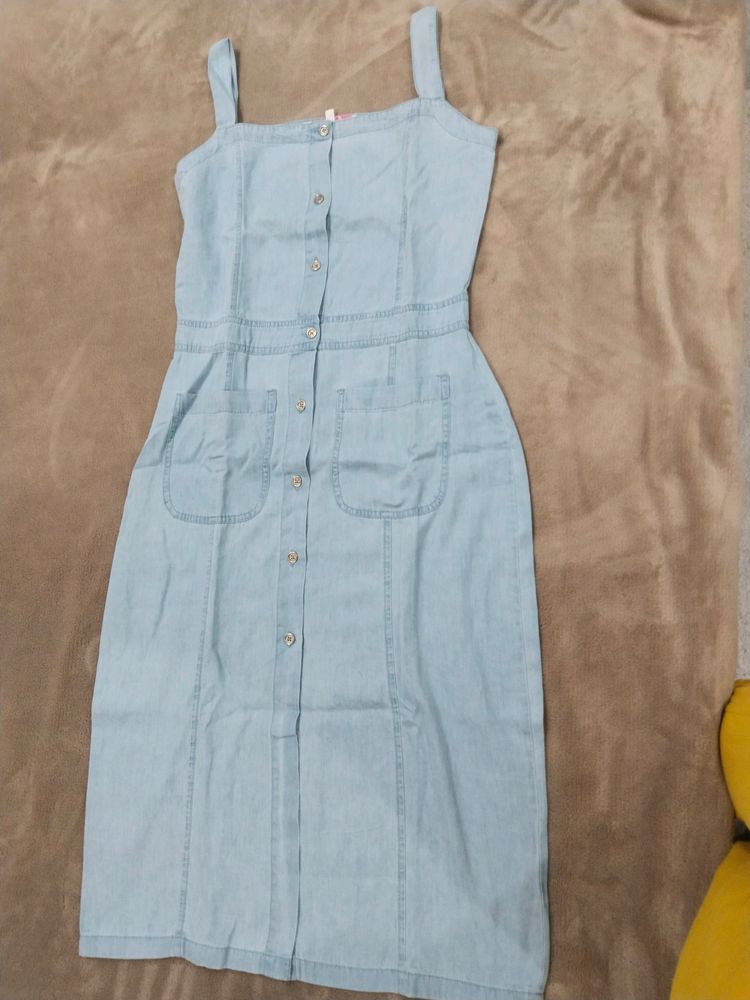 Price Drop New New .....Denim Pinafore Dress With 2 Pockets