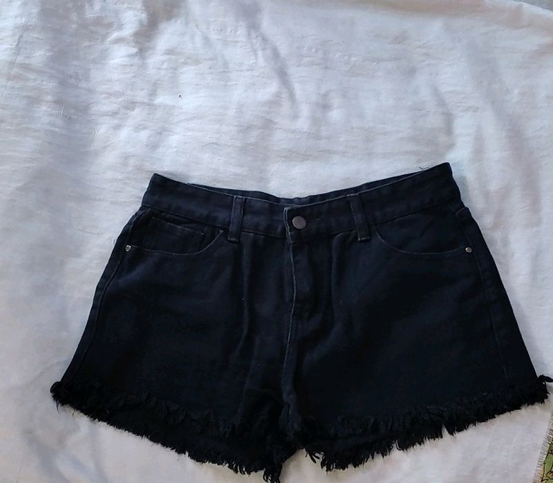 Denim Black Shorts