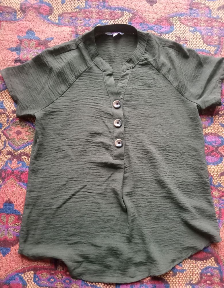 Honey By Pantaloons Olive Green Button Top