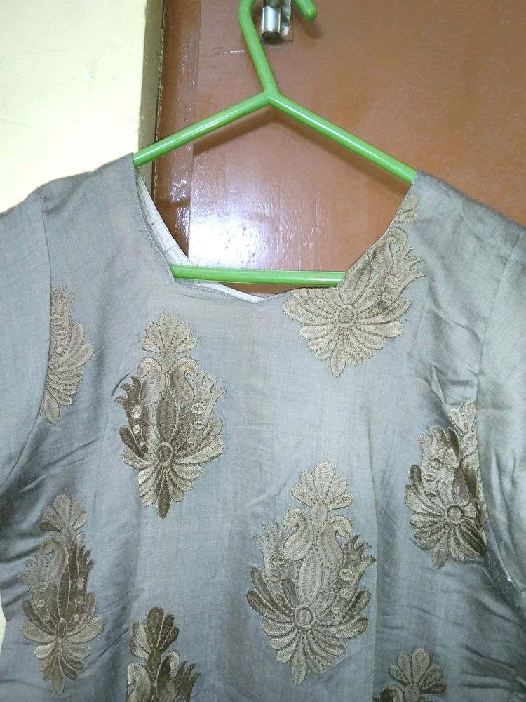 Grey Embroidery Kurti