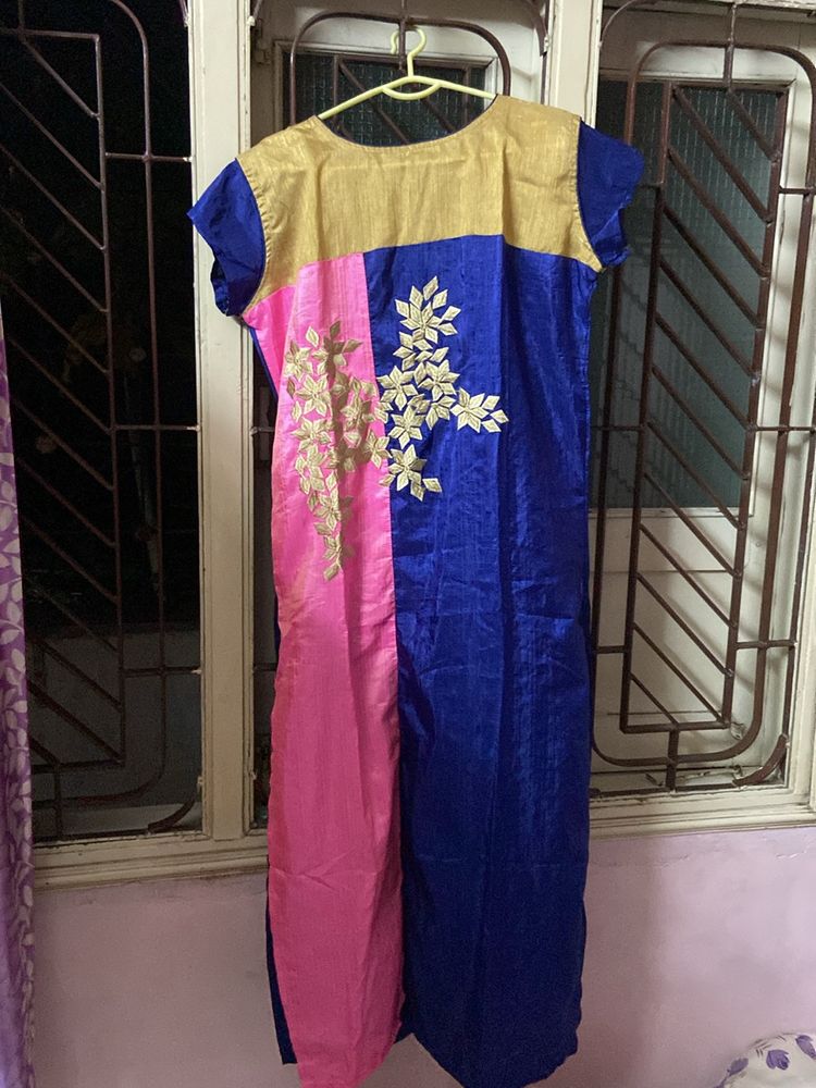 Blue And Pink Kurti