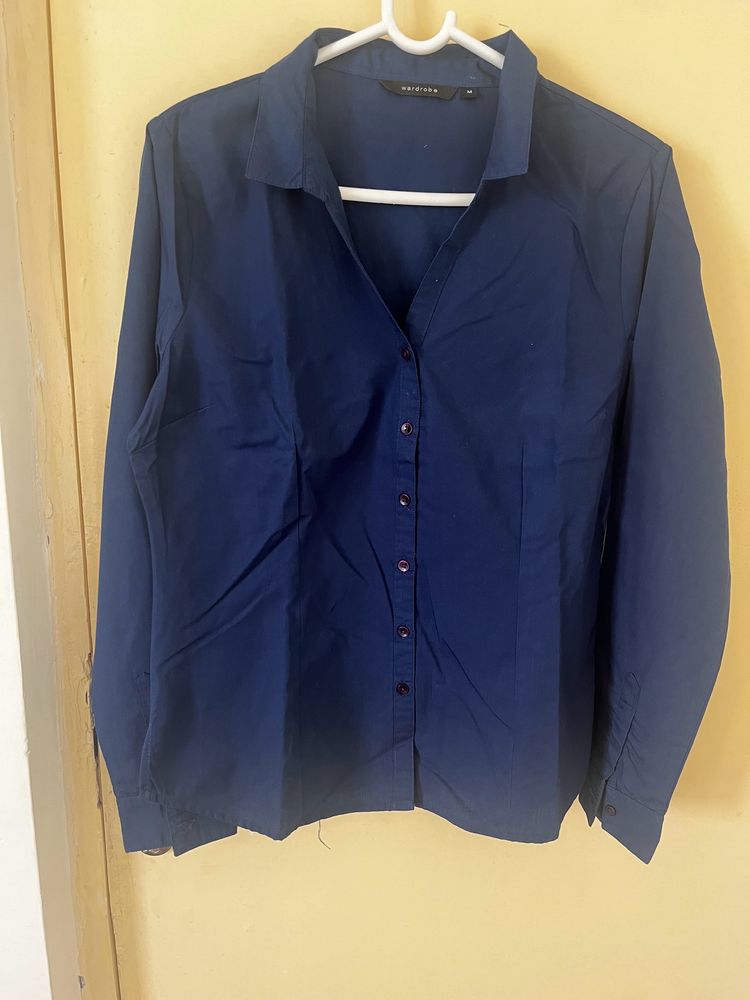 Blue Formal Fitted Shirt