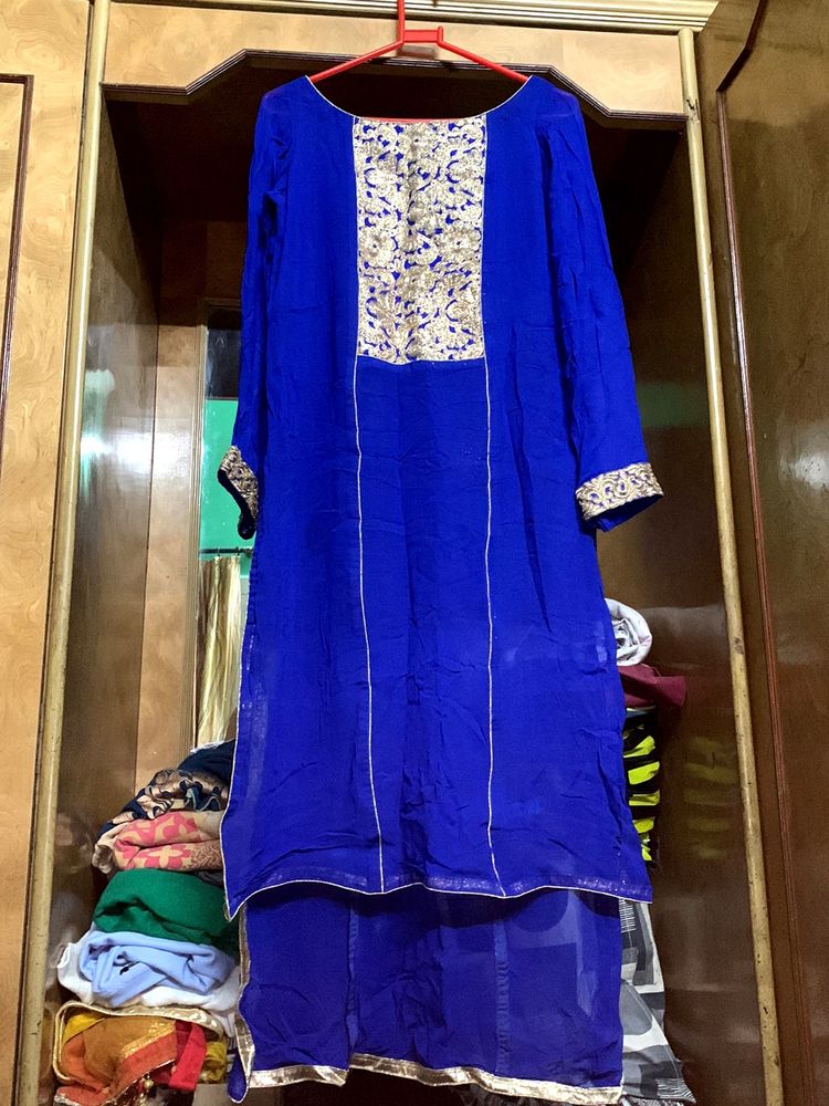 Royal Blue Beautiful Kurta With Pant N Dupatta