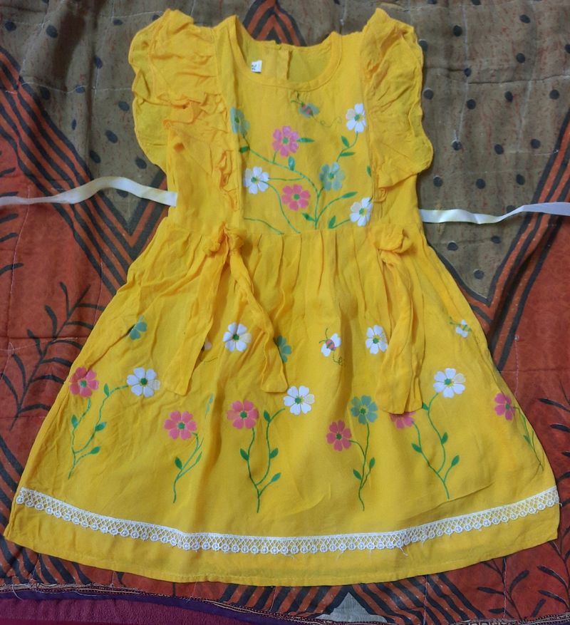 Beautiful Bright Mustered Yellow Frock