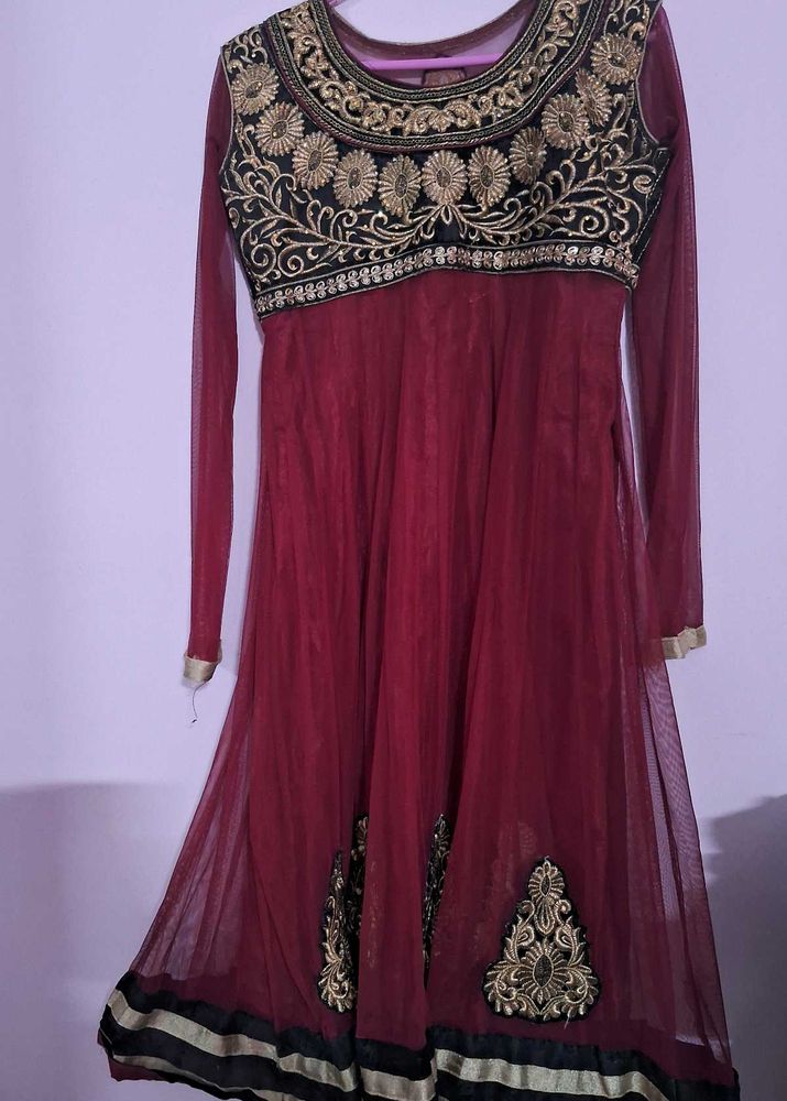 Anarkali Maroon Gown Without Pant