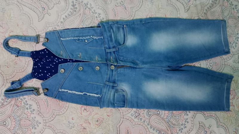 Blue Denim Teenage Girls Jumpsuit