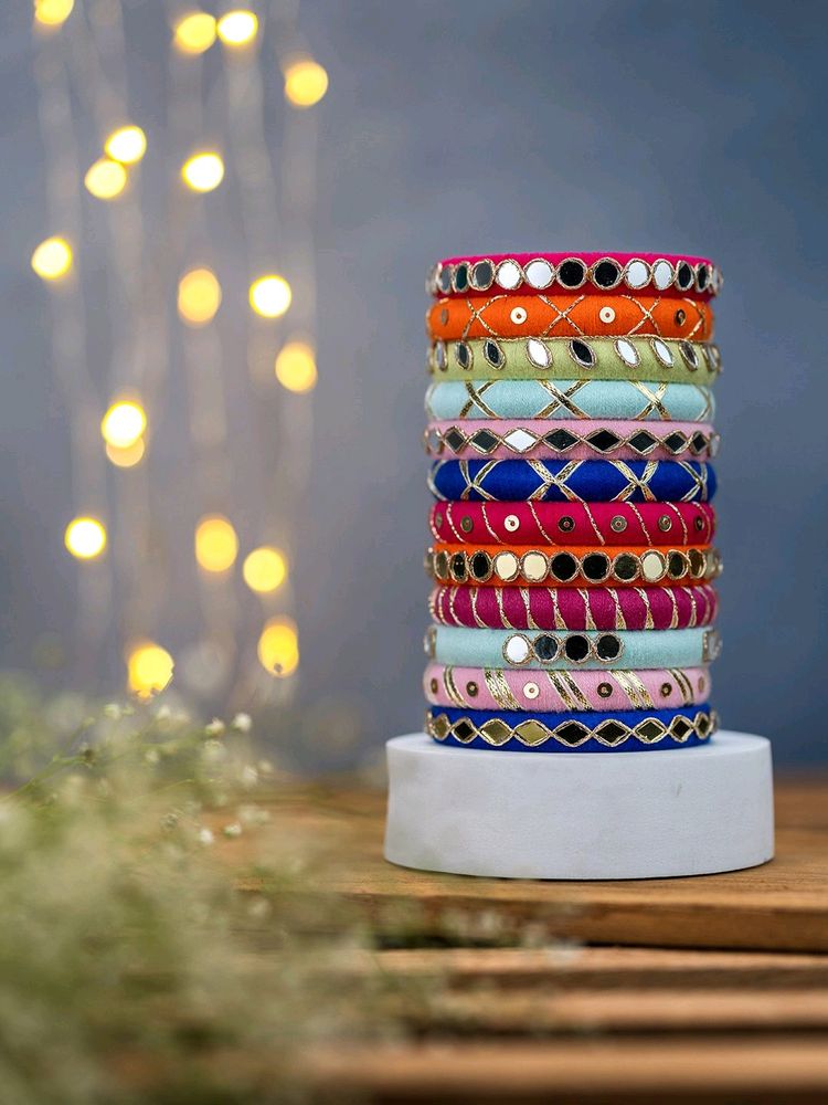 Colorful Mirror Work Bangles ❤️💛