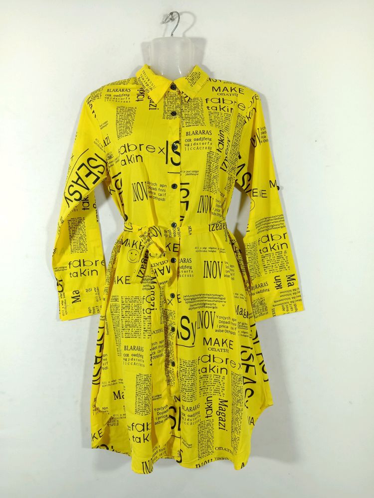 Yellow And Black Casual Dress (Women's)