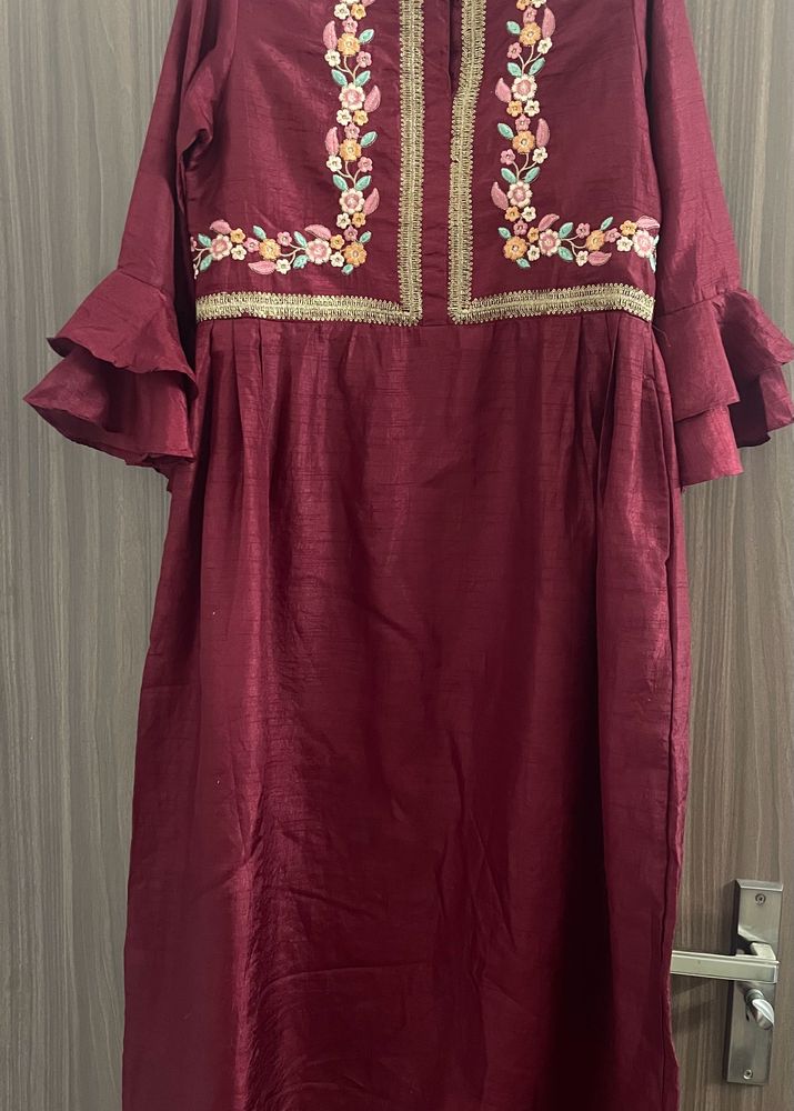 Cottinfab Maroon Kurta Set