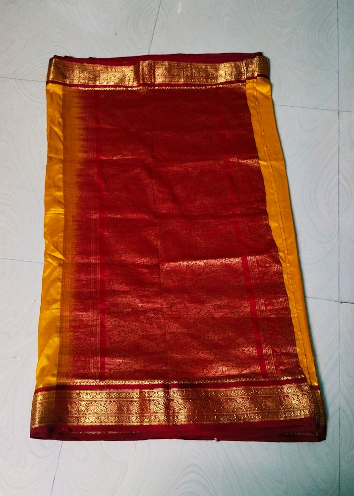 Yellow colour pure Gadwal saree