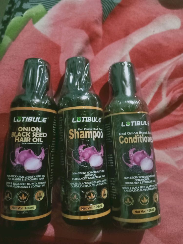 Onion Black Seed Hair Oil, Shampoo And Conditione