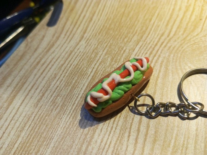 Handmade Hotdog Keychain