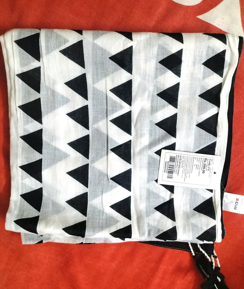 Max Black And White Stole Cum Dupatta