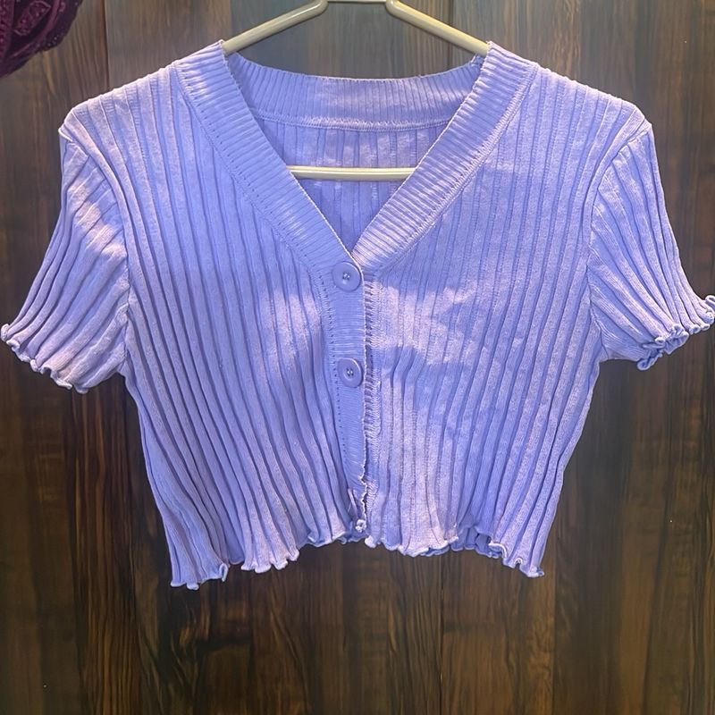 Lavender button crop top