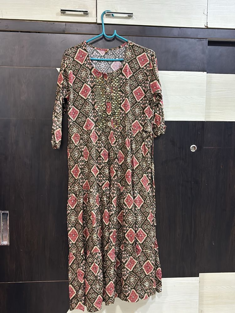 Jaipuri Kurti With Mirror Work