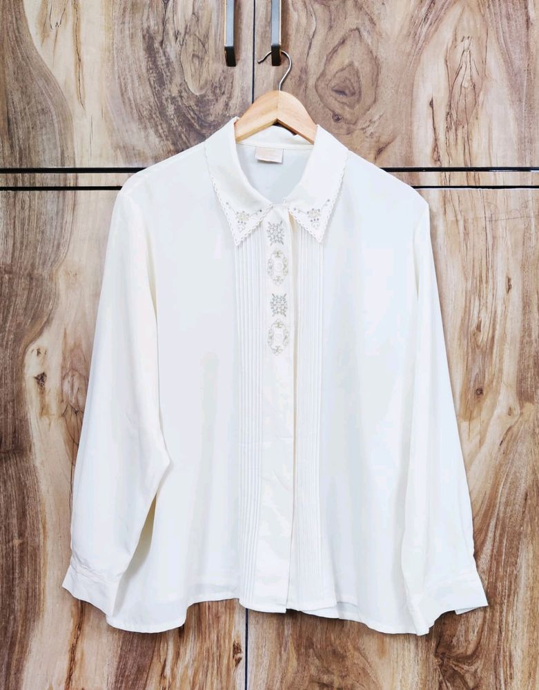Cream Colour Designer Shirt Size-48