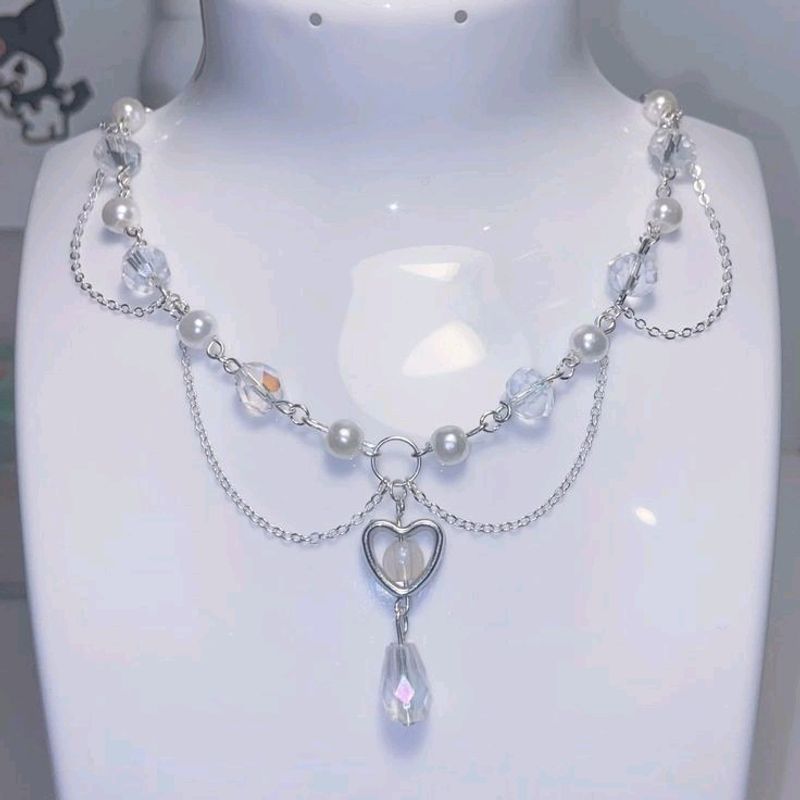 🎀 Handmade Pinterest Y2k Coquette Heart Necklace