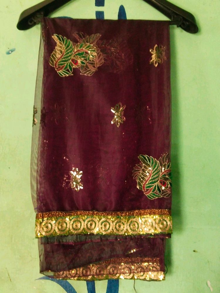 Purple Embroidery Dhuppata