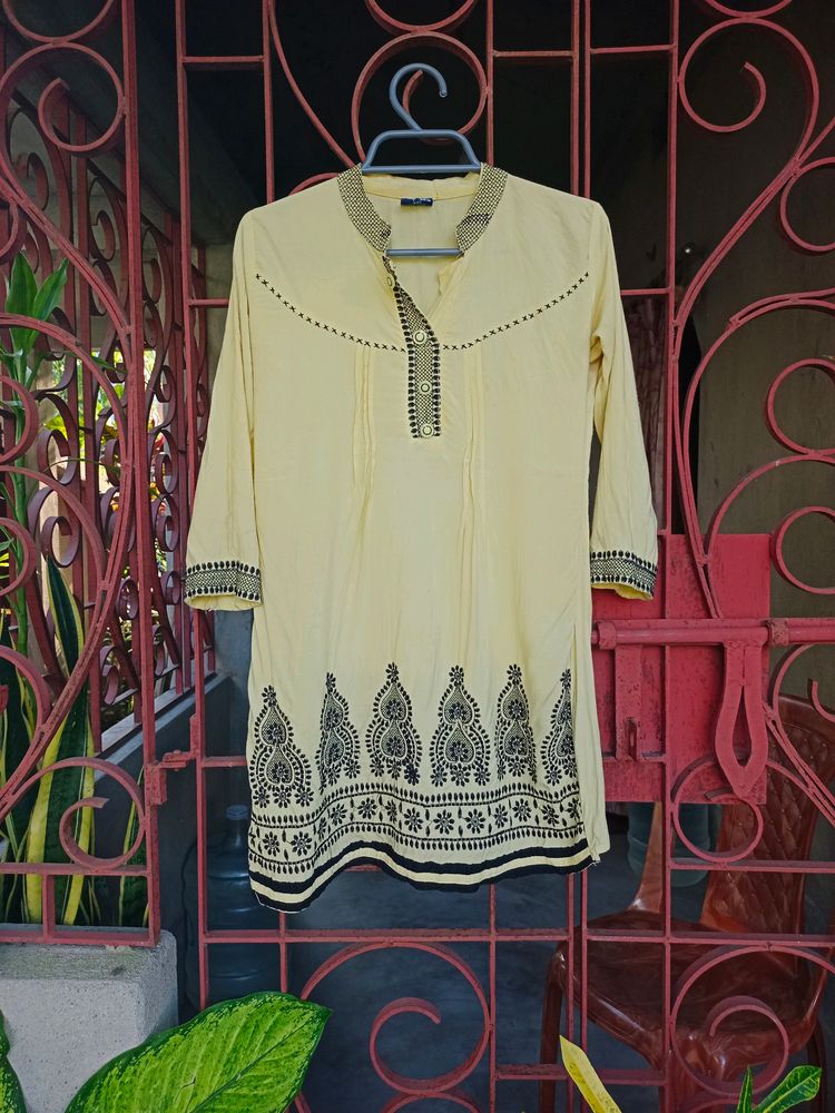 Light Yellow Embroidered Tunic