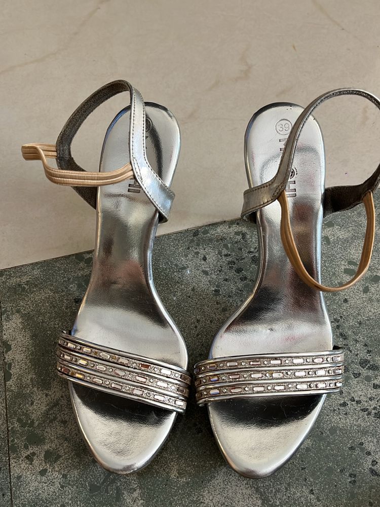 Silver High Heel With free Delivery Fees