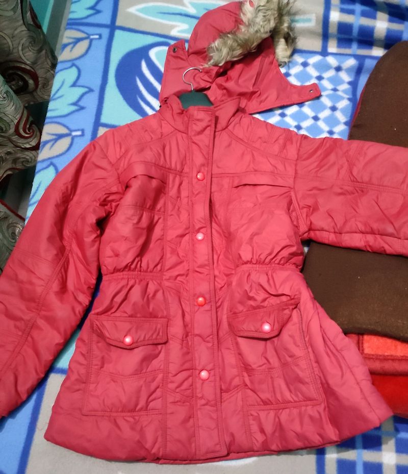 Red Hoodi Wool Jacket