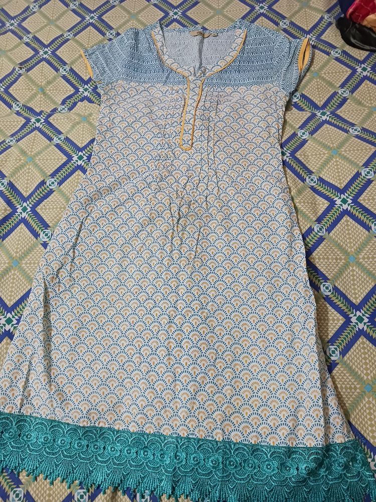 Kurti Cotton With Lace Work